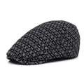 Stylish black and white jacquard flat cap with vintage textured polka dot pattern - M (56-58cm) / Black
