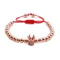 Verstellbares rotes Seilarmband mit Roségold-Krone und funkelnden Zirkonia-Steinen - Roségold Krone