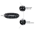 Elastisches schwarzes Hämatit-Perlenarmband mit zylindrischen Magnetsteinen, 13 mm breit - Matt Schwarz Farbe