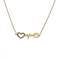 Collar dorado con colgante de corazón, línea de latido y huella con piedras de circón - Estilo de Corazón y Huella
