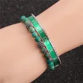 Coffret bracelet homme chiffres romains vert émeraude et perles de turquoise - Ensemble 2 pièces (Vert)