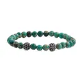 Ensemble bracelet jonc en acier et bracelet de perles de pierre d'empereur 6mm - Style Boule Pierre Impériale Verte