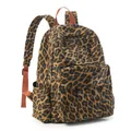 Stylish leopard print canvas backpack with large capacity and front zipper pocket - Leopard Brown