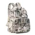 Fashionable grey camouflage canvas backpack with large capacity and padded shoulder straps - Camo Grey