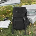 Black outdoor functional backpack with adjustable buckles and dual vertical straps - Black