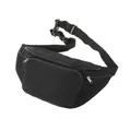 Black canvas waist bag with large capacity and multi-zipper compartments for travel - Black