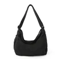 Grote vintage messenger tas van gewassen canvas in zwart met brede schouderband - Zwart