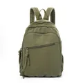 Armeegrüner Canvas-Rucksack mit Reißverschlusstaschen und geknoteten Laschen für Reisen - Grün