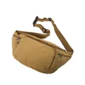 Versatile khaki canvas waist bag with multiple zipper compartments and adjustable strap - Khaki