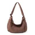 Vintage dark brown washed canvas messenger bag with adjustable shoulder strap - Coffee