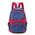 Canvas casual backpack in navy blue and red contrast design with padded straps - Red