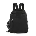 Minimalistischer schwarzer Segeltuch-Rucksack mit viel Stauraum und Reißverschluss - Schwarz