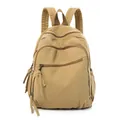Lässiger khakifarbener Canvas-Rucksack mit mehreren Taschen und verstellbaren Trägern - Khaki