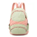 Contrast color canvas backpack in light green and dusty pink with front zipper pocket - Green