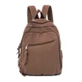 Minimalistischer Outdoor Leinwand Rucksack in Braun mit großer Fronttasche und Trägern - Kaffeebraun