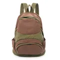 Retro canvas backpack in army green and brown color block with adjustable straps - Brown