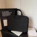 Sac fourre-tout noir matelassé pour ordinateur avec poignées rembourrées et fermeture éclair - Noir