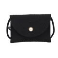 Borsa a tracolla intrecciata nera minimalista con chiusura a bottone a perla rotonda - Nero