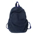 Zaino vintage in denim lavato blu scuro con ampia tasca frontale e supporti laterali - Blu scuro
