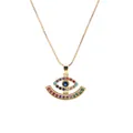 Golden Evil Eye necklace with multicolor micro-paved cubic zirconia crystals - Evil Eye Style 1