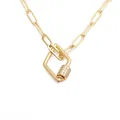 Hip hop paperclip necklace with sparkling paved zircon rhinestone carabiner lock - Short Rhombus Carabiner Style (Style-B)