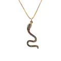 Collar con colgante de serpiente dorada y circonitas de colores arcoíris - Estilo de Serpiente Arcoíris / Cadena de cajitas