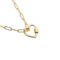 Gold hip hop paperclip chain necklace featuring a heart-shaped carabiner lock pendant - 60CM Chain With Heart Lock / Gold