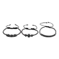 Three-piece gunmetal beaded bracelet set with crown charms and blue zircon accents - Black Blue Zirconia Trio A
