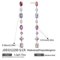 Long colorful zircon tassel stud earrings in hypoallergenic stainless steel - Multicolor Geometric Zirconia Long Earrings (JDE0312200-S-CR)