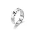 Silver spinner ring for anxiety with rotating band and three sparkling crystals - US 6 / 6MM Smooth 6 Diamonds