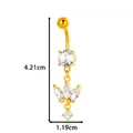 Professional gold navel ring with cubic zirconia dangle and size 4.21cm by 1.19cm - Marquise Flower Cluster Style (2654-5) / Gold