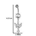 Stainless steel navel piercing with cubic zirconia lotus dangle, size 4.21cm by 1.19cm - Marquise Flower Cluster Style (2654-5) / Silver
