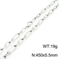Durable minimalist silver stainless steel paperclip chain necklace 450mm length 19g weight - Necklace (KN232040-Z)