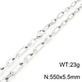 Minimalist stainless steel paperclip chain necklace for men and women, 550x5.5mm size. - Necklace (KN232042-Z)