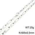Polished silver stainless steel paperclip link chain necklace, length 600mm, weight 25g - Necklace (KN232043-Z)
