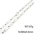 High-quality polished stainless steel paperclip chain necklace 650mm length 27g weight - Necklace (KN232044-Z)