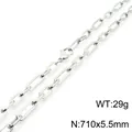 Premium polished stainless steel paperclip link chain necklace for hip-hop fashion - Necklace (KN232045-Z)