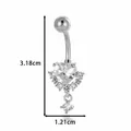 Piercing de ombligo en forma de corazón de acero inoxidable con circonita clara - Estilo de Piedra Principal Grande en Forma de Corazón (2# Plateado)