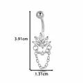 Piercing de ombligo plateado con colgante de flor de circón y detalle de cadena - Estilo de Cadena con Borla de Loto (5# Plateado)
