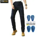 Jeans da moto professionali in Cordura blu scuro con ginocchiere CE rimovibili - XS / Blu Scuro Versione Armatura in Silicone