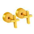Exquisite gold plated stainless steel cross stud earrings with flat circular backs - Gold Cross Style (EA601101G)