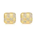 Minimalist square S925 sterling silver gold-plated stud earrings with checkered pattern - Checkerboard Style (ER025529) / 925 Silver / 10K Gold