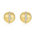 S925 sterling silver gold plated round stud earrings with matte brushed finish and gems - Brushed Spherical Style (ER025490) / 925 Silver / 10K Gold