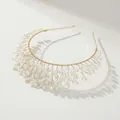 Elegante cerchietto da sposa con perle bianche su filo dorato per matrimoni e banchetti - Oro