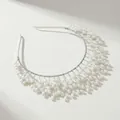 Cerchietto argento fatto a mano con perle a goccia bianche per sposa e cerimonie - Argento