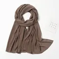Mocha brown long chiffon hijab scarf with fine vertical texture and premium stitching - Mocha Brown Fine Texture Style (YW072-24#)