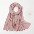Elegant pleated bubble chiffon hijab shawl in dusty pink with a soft textured finish - Light Pink Vertical Pleated Style (YW072-08#)