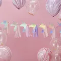 Festone unicorno iridescente con nappe rosa e viola per decorazioni compleanni - Set Unicorno + Nappa