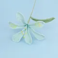 Handmade crochet lily flower in light blue yarn with green stem and leaf decor - Light Blue