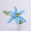 Handmade crochet blue lily flower in white ceramic vase for home decor gift - Dark Blue (with Bud)